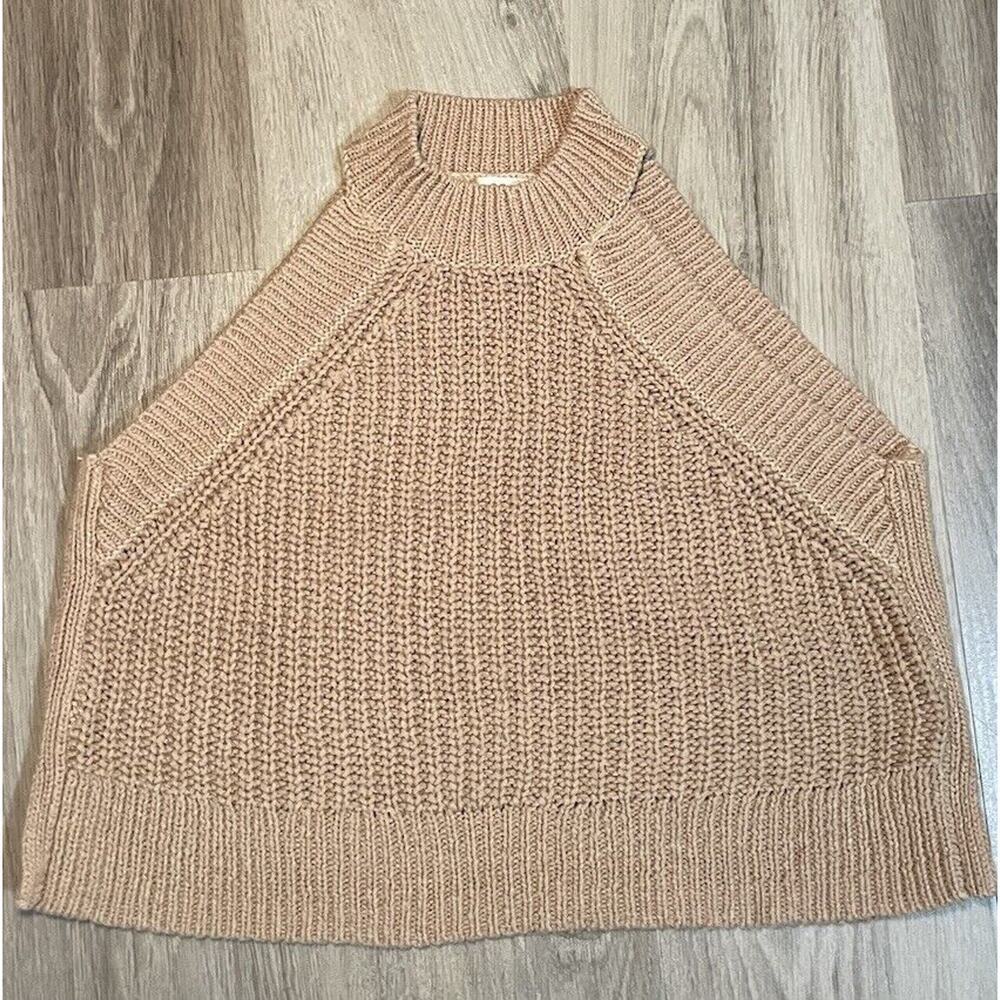 Aritzia Wilfred Minette Knit Halter Sweater Tank Crop Top Tan Womens Size Small